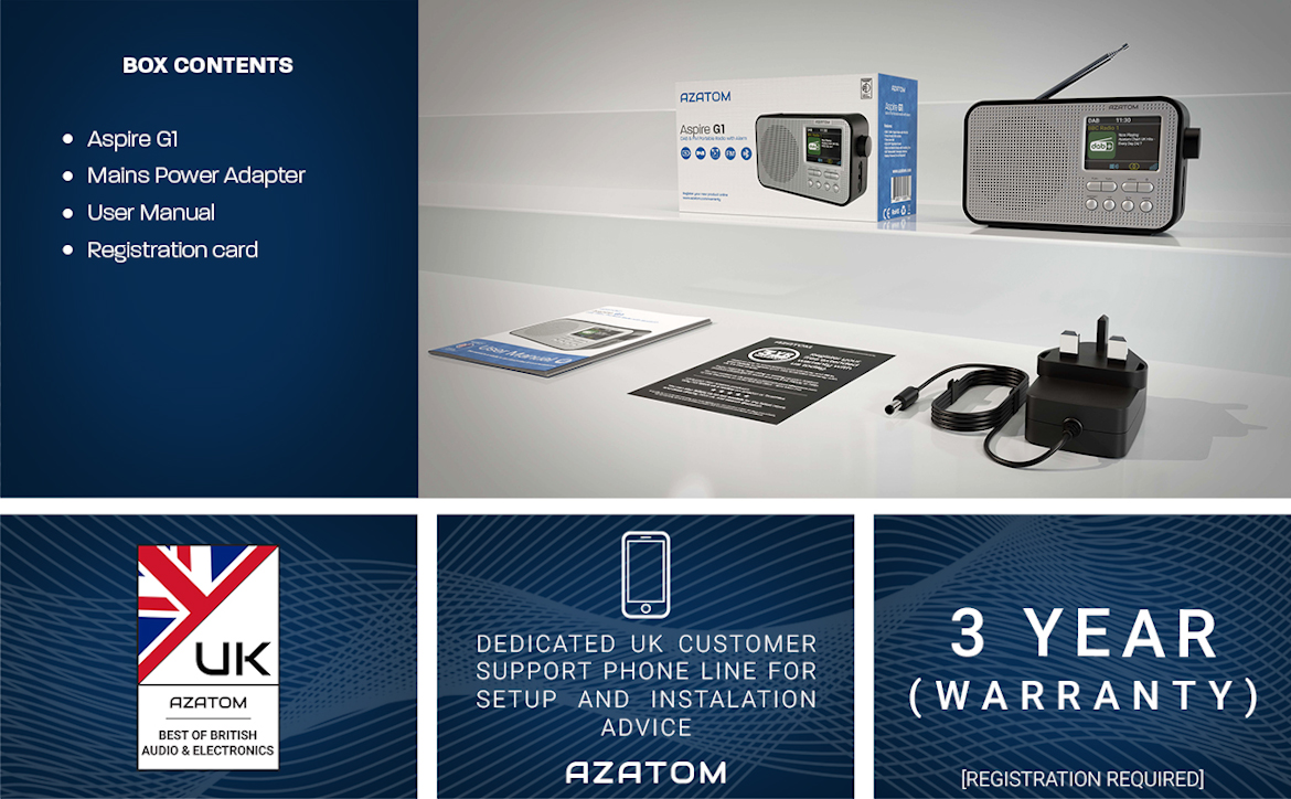 DAB FM Radio Clock Alarm Wireless Charger Bluetooth - AZATOM Revival Q1 White - Foto 7