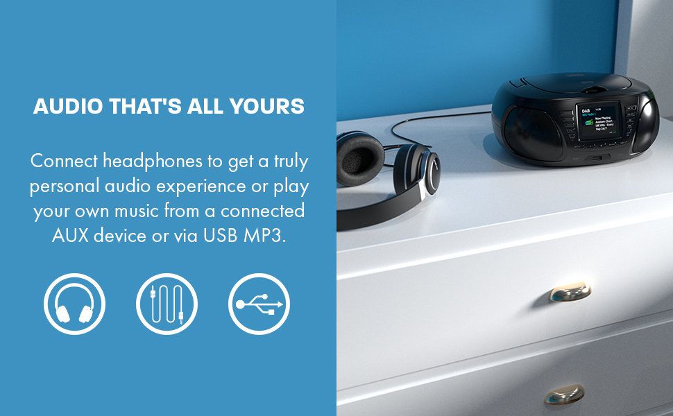 Zenith Z4 DAB & FM Radio CD Boombox with Full Colour Display and