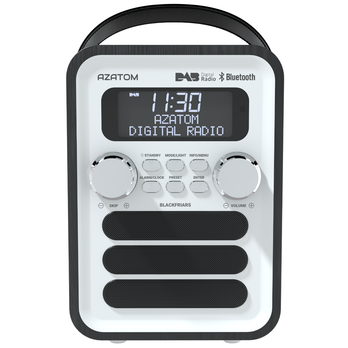 S1 White Azatom DAB Portable Radio Sport Clock Portable Travel Speaker Battery 